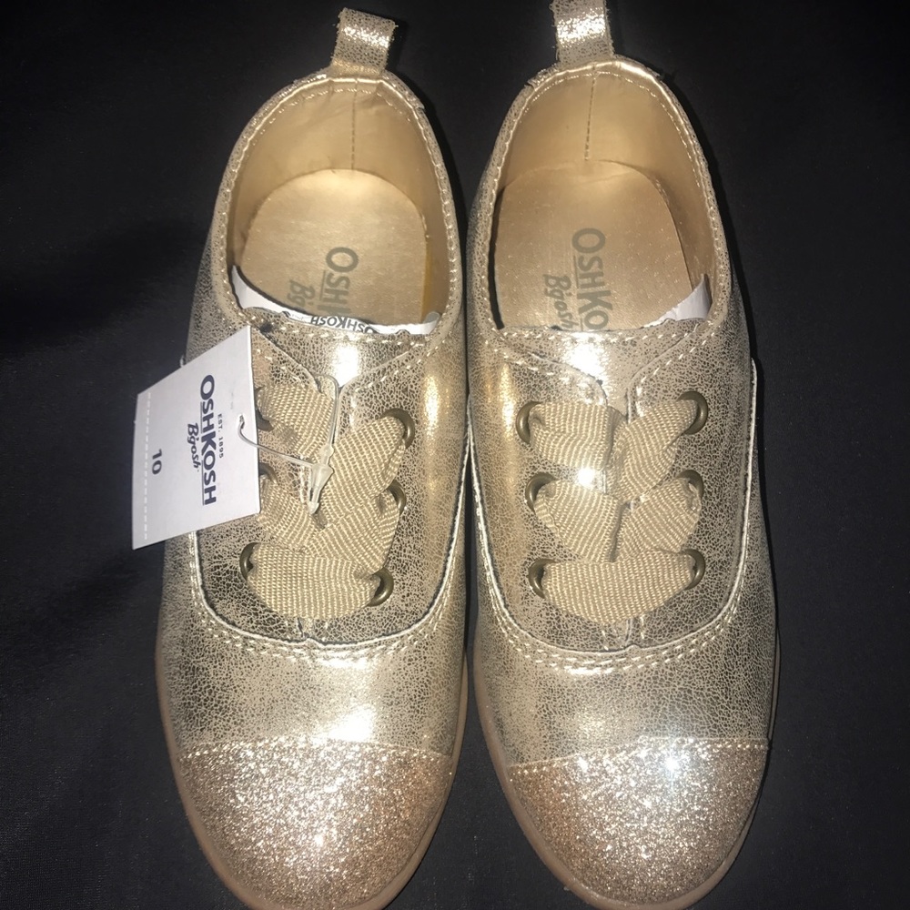 Glittery gold toddler oxfords